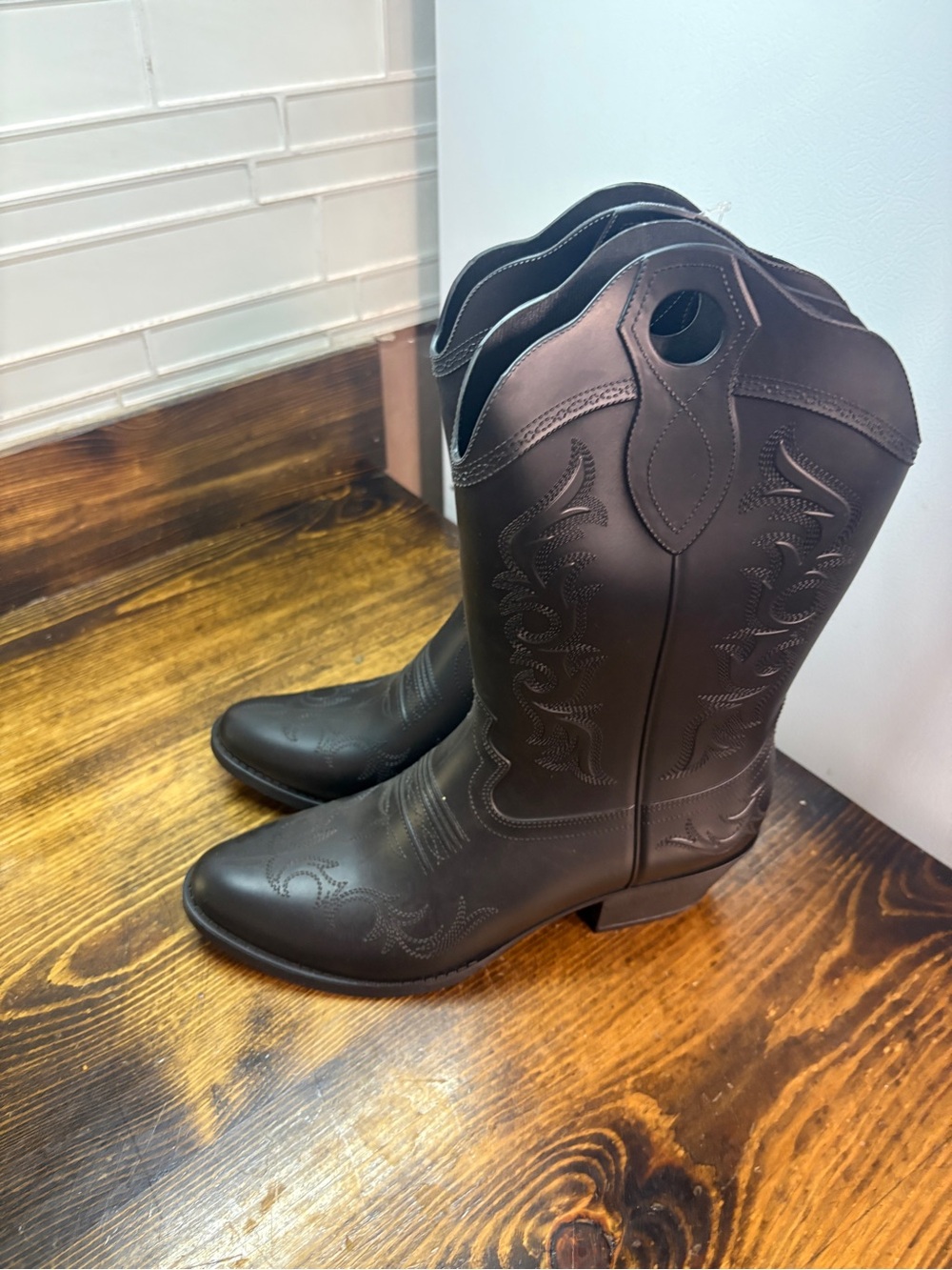 No boundaries black cowgirl rubber/rain boots size 7 - Picture 2 of 8